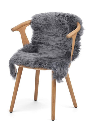 Merino Premium Lammfell | Langhaar | Neuseeland | 90x60 cm Stahl