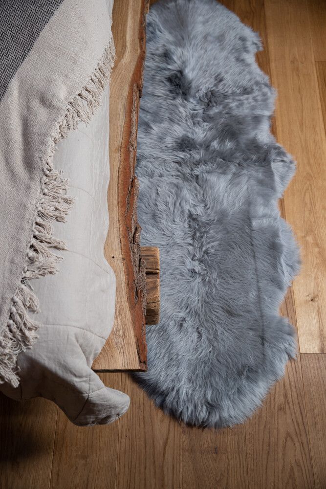 Merino Doppeltes Schaffell | Langhaar | Neuseeland | 160x60 cm Hellgrau