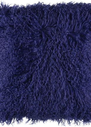 Lammfellkissen | Tibet | 28x56 cm | 40x40 cm Marineblau (Dunkel)