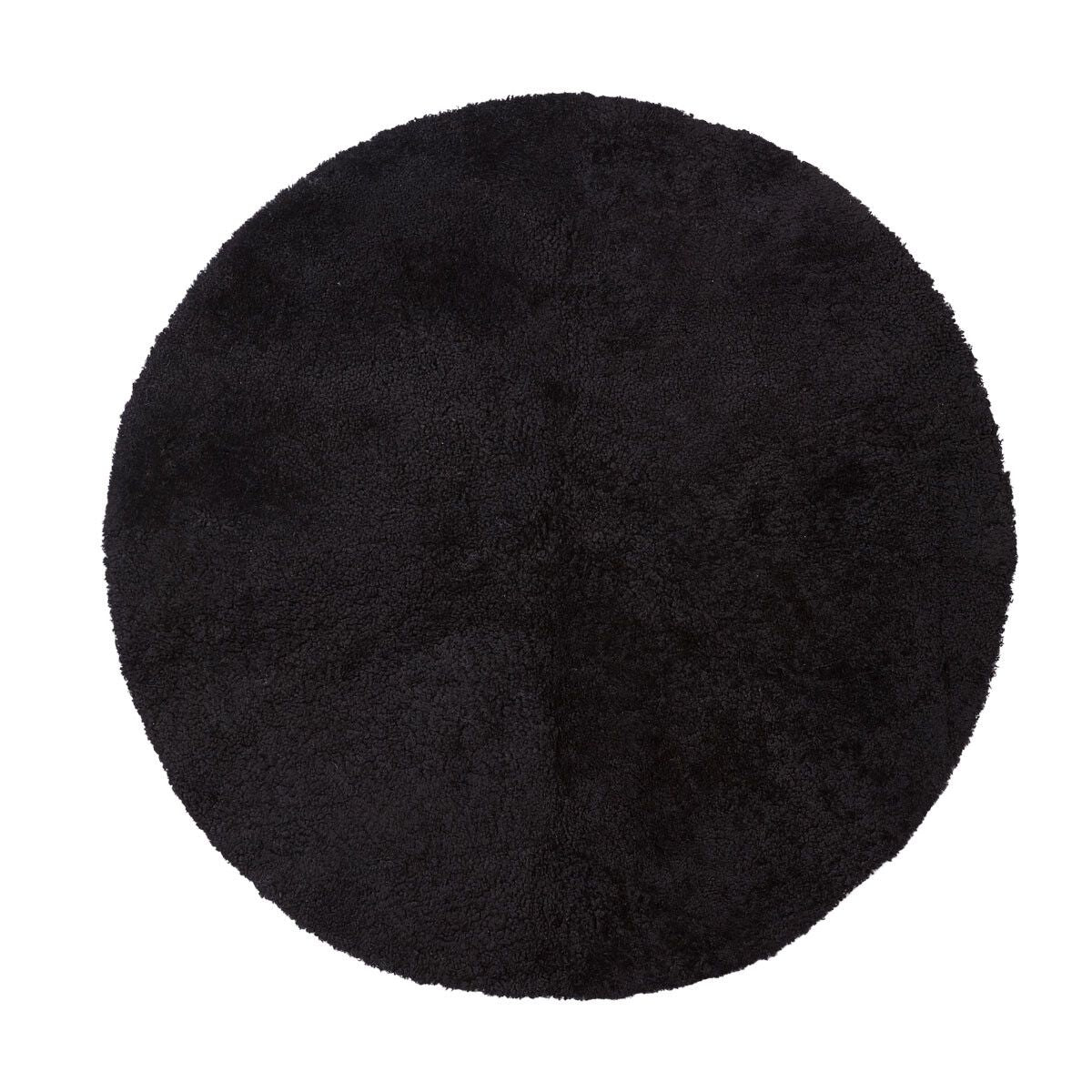 Lammfell Designerteppich | Kurzhaar | Neuseeland | D140 cm Schwarz