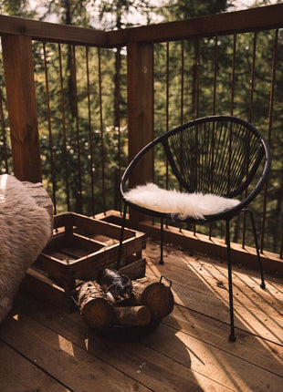 Sitzkissen 2er Pack | Lammfell | D35 cm Weiß