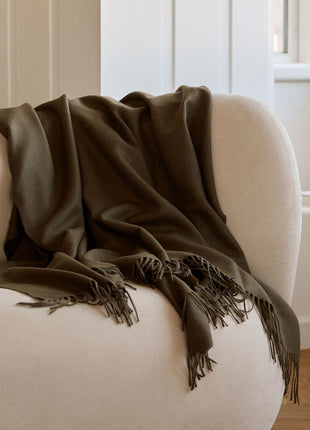 Amanda Decke | 100% Baby Alpaka Wolle | 130x200 cm Dunkelgrau