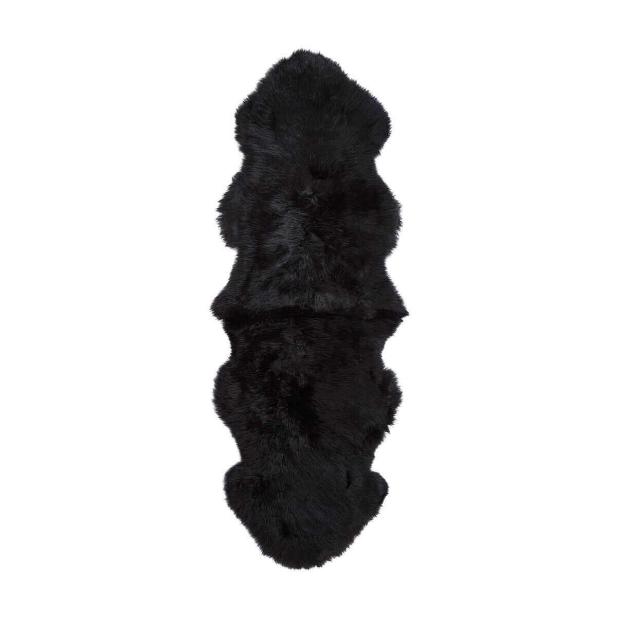 Merino Doppeltes Schaffell | Langhaar | Neuseeland | 160x60 cm Schwarz
