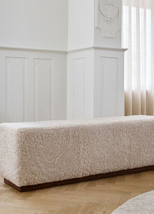 Lammfellbank Benjamin | Kurzhaar | 160x44x52 cm Anthrazit