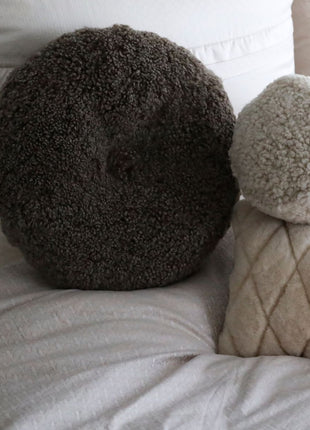 Rundes Fellkissen | Kurzhaar | Neuseeland | Doppelseitig | D40 cm Anthrazit