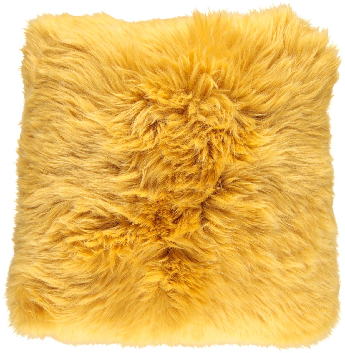 Lammfellkissen Premium | Langhaar | Neuseeland | 35x35 cm Goldgelb