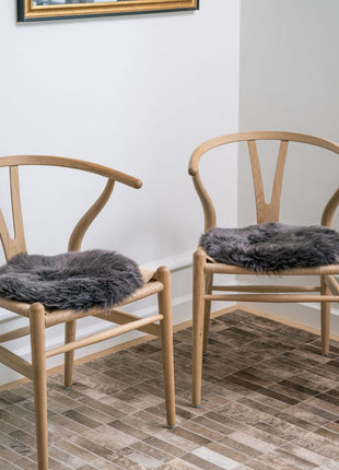 Lammfell Stuhlkissen Premium | Langhaar | Neuseeland | D38 cm Zitrone