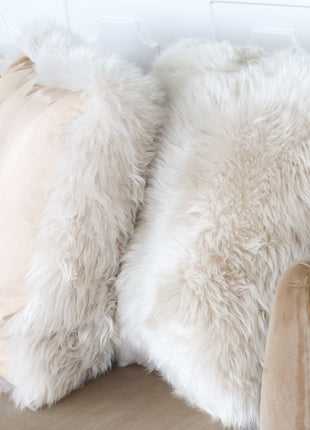 Lammfellkissen | Neuseeland | Lederrückseite | 50x50 cm Weiß
