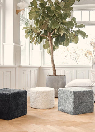 Lammfellpouf Premium | Kurzhaar | Neuseeland | 40x40x35 cm Anthrazit