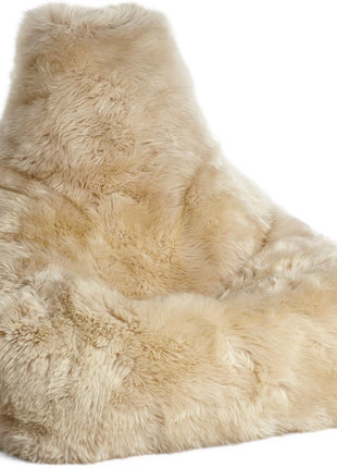 Lammfell Sitzsackstuhl Premium | Langhaar | Neuseeland | 100x100x80 cm Leinen