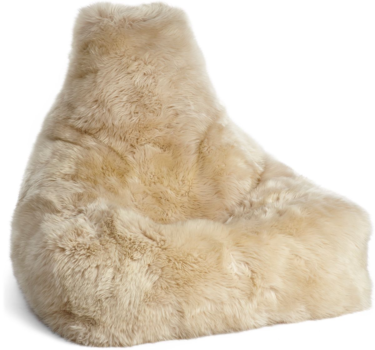 Lammfell Sitzsackstuhl Premium | Langhaar | Neuseeland | 100x100x80 cm Leinen