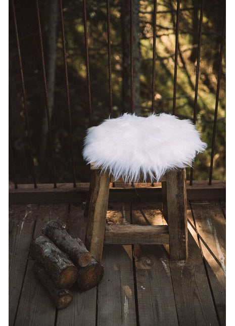 Sitzkissen 2er Pack | Lammfell | D35 cm Weiß