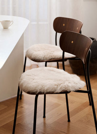 Lammfell Stuhlkissen Premium | Langhaar | Neuseeland | D38 cm Zitrone