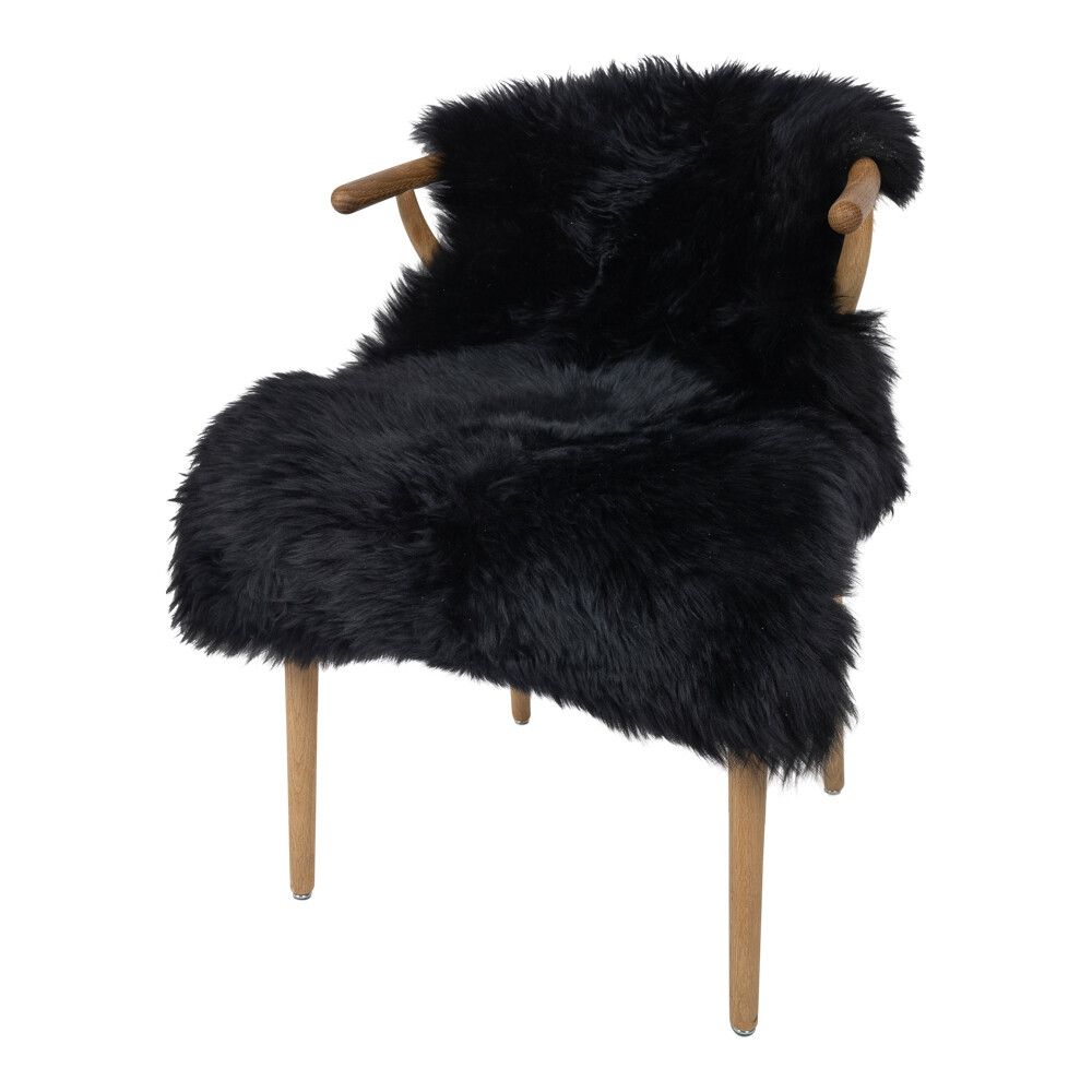 Merino Premium Lammfell | Langhaar | Neuseeland | 90x60 cm Schwarz
