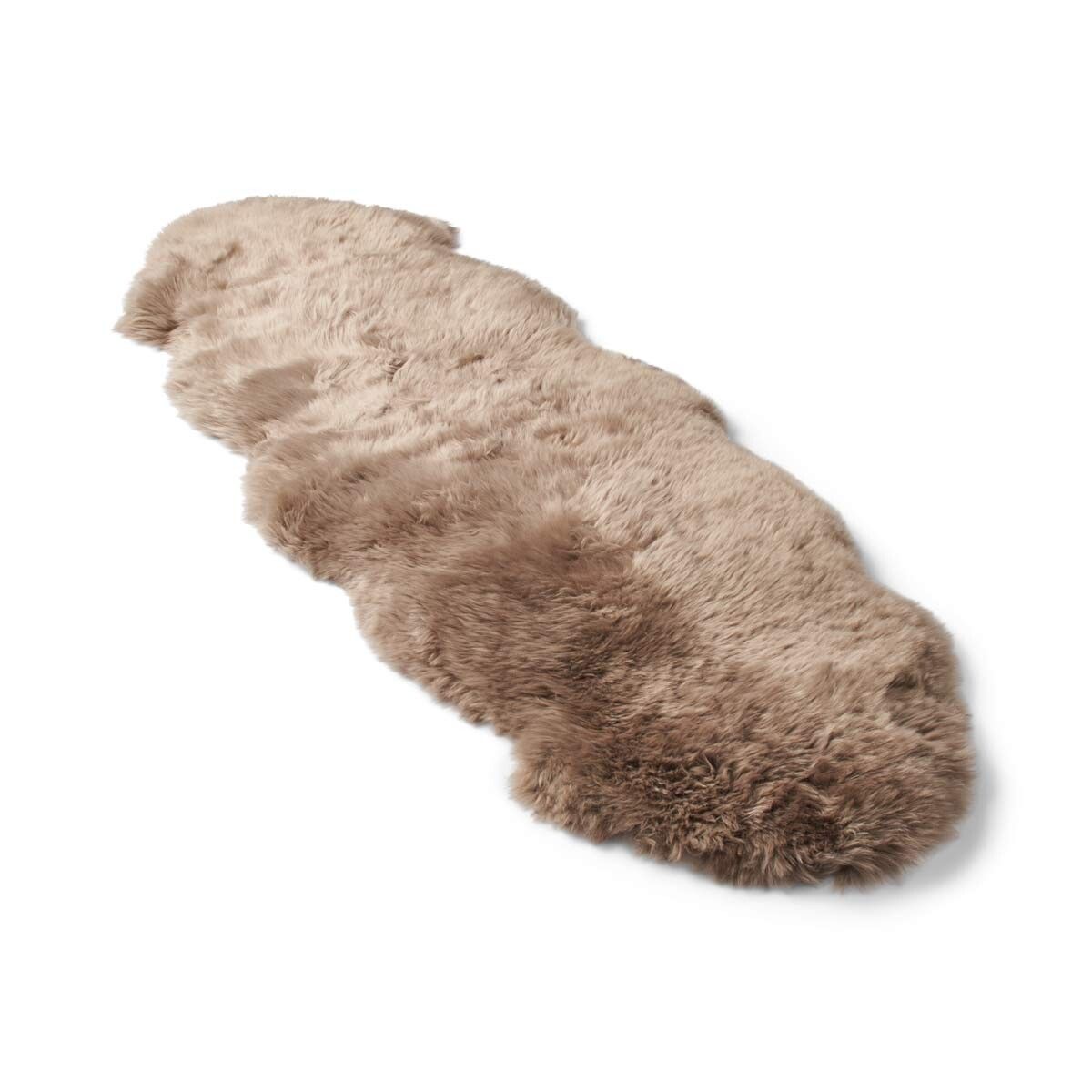 Merino Doppeltes Lammfell | Langhaar | Neuseeland | 170x60 cm Taupe