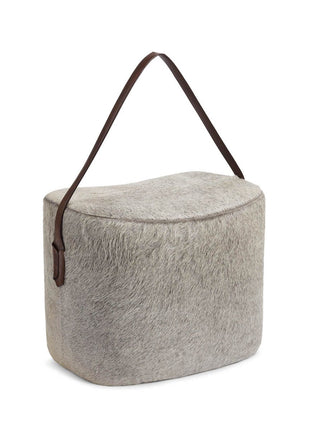 Hocker mit Henkel | Brasilien | Hochwertiges Kalbsleder | 45x35x38 cm