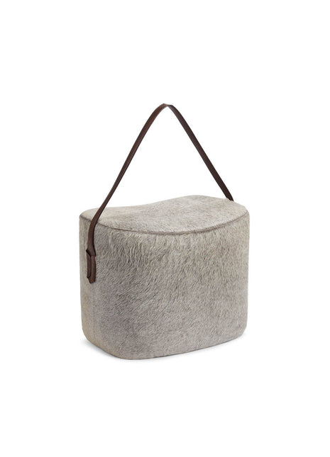 Hocker mit Henkel | Brasilien | Hochwertiges Kalbsleder | 45x35x38 cm