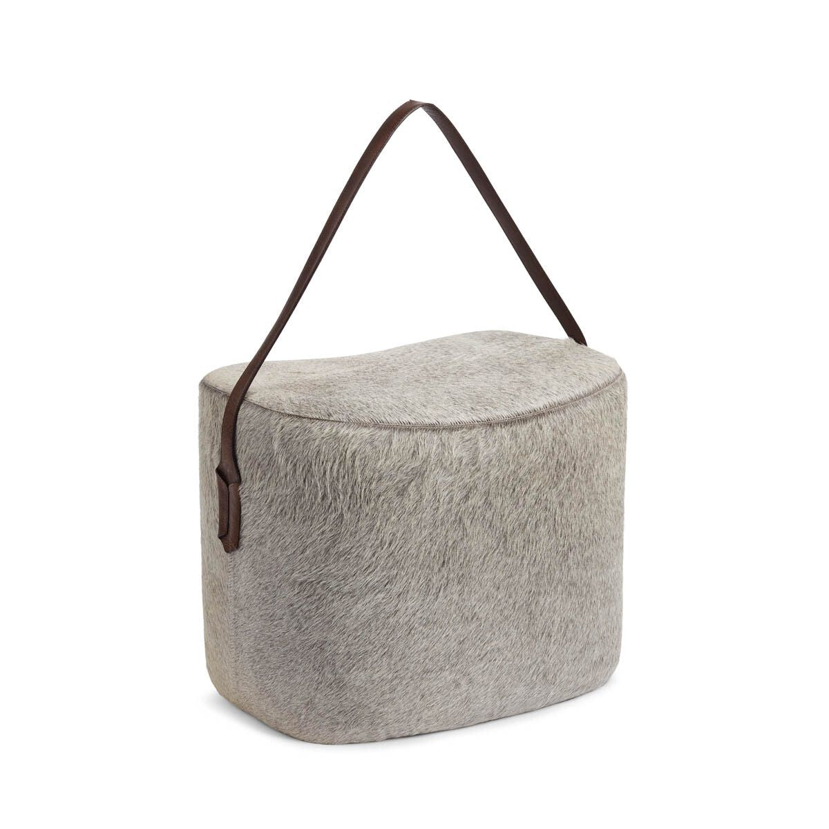Hocker mit Henkel | Brasilien | Hochwertiges Kalbsleder | 45x35x38 cm