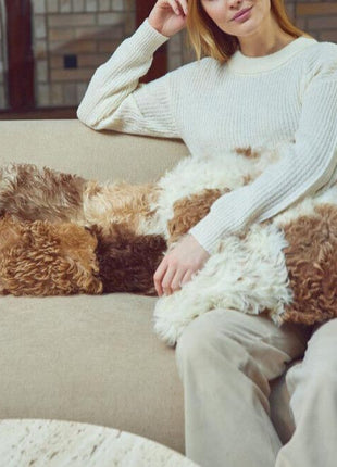 Lammfellkissen | Toskana Lammfell | Italien | 26x86 cm, 40x40 cm & 60x60 cm Schwarz/Weiß Mix