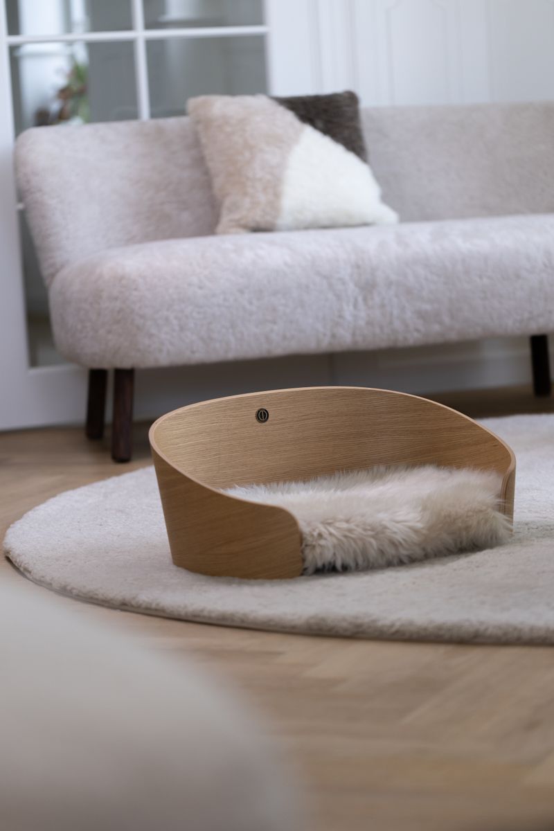 Lammfell Designerteppich | Kurzhaar | Neuseeland | D140 cm Perlweiß