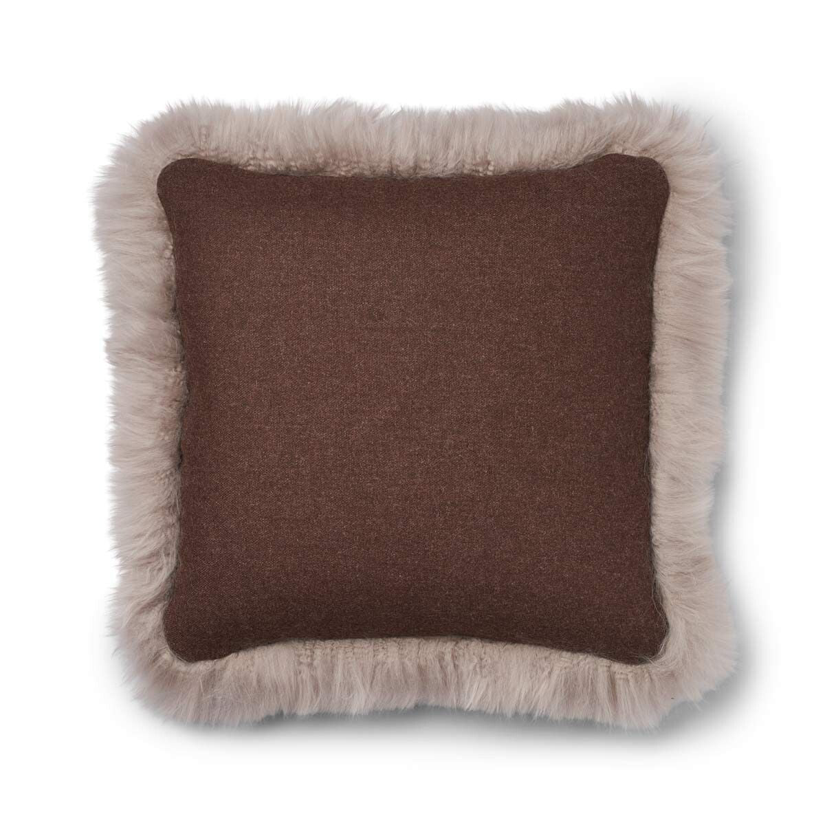 Wollkissen | 100% Wolle | Fellborte | 52x52 cm | 34x52 cm Braun/Dove