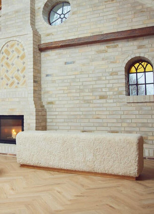 Lammfellbank Benjamin | Kurzhaar | 160x44x52 cm Anthrazit