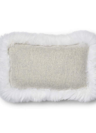 Wollkissen | 100% Wolle | Fellborte | 52x52 cm | 34x52 cm Silber/Elfenbein