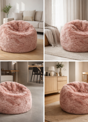 Lammfell Sitzsack Premium | Langhaar | Neuseeland | 92x93 cm | Rosa