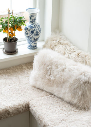 Fellkissen | Langhaar | Neuseeland | 35x45 cm Leinen