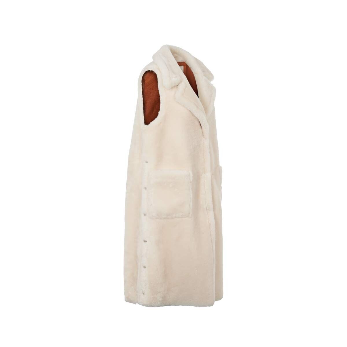 Raelynn Weste | Shearling Lammfell Lederbraun/Elfenbein