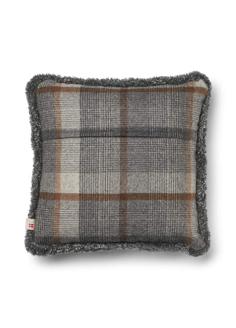 Kariertes Wollkissen | 100% Wolle | Fellborte | 52x52 cm