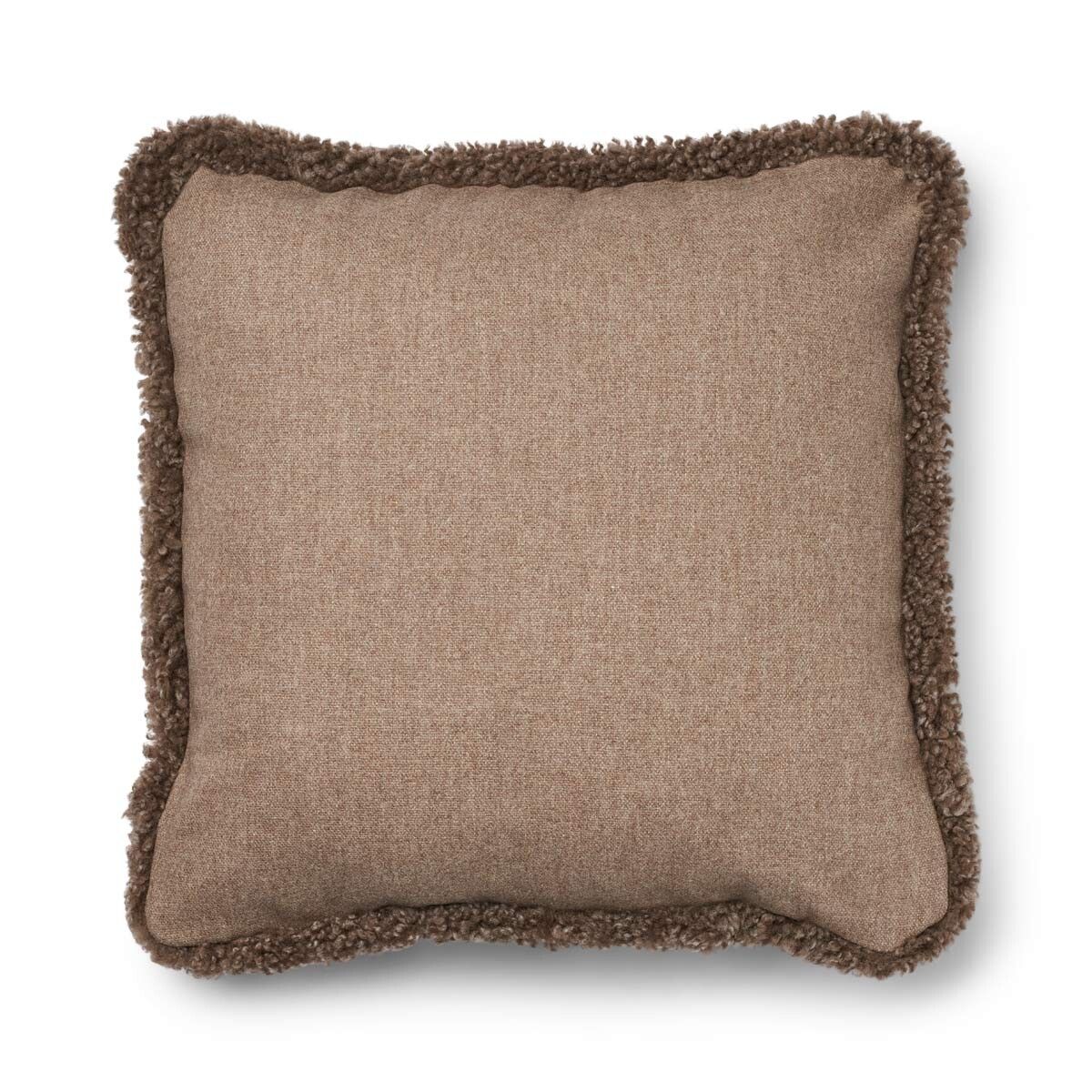 Wollkissen | 100% Wolle | Fellborte | 52x52 cm | 34x52 cm Beige/Taupe