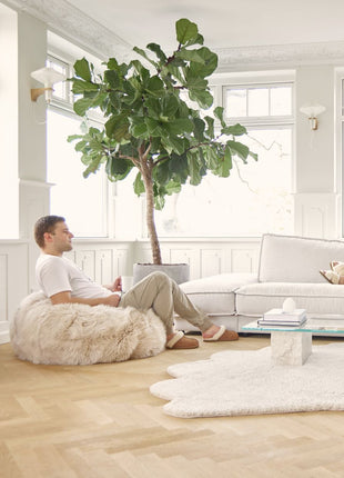 Lammfell Sitzsack Premium | Langhaar | Neuseeland | 73x74 cm | 92x93 cm Schwarz