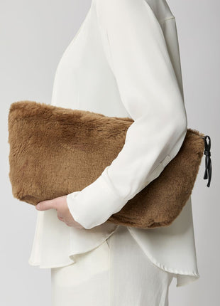 Maxi Havanna Clutch | Neuseeland | Lammwolle Lederbraun