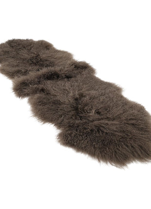 Doppeltes Lammfell | Tibet | 150x55 cm Taupe
