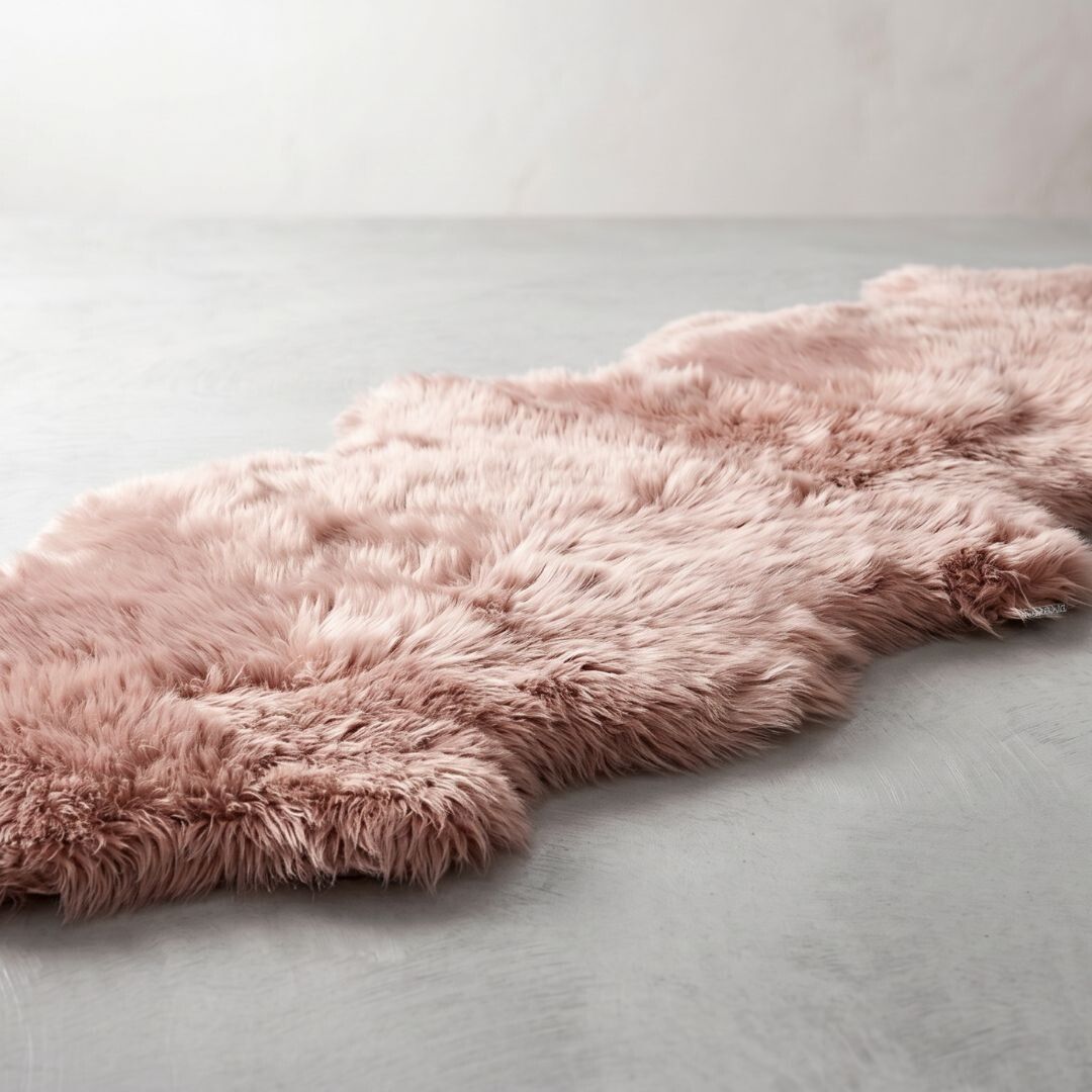 Merino Doppeltes Lammfell | Langhaar | Neuseeland | 170x60 cm Rosa