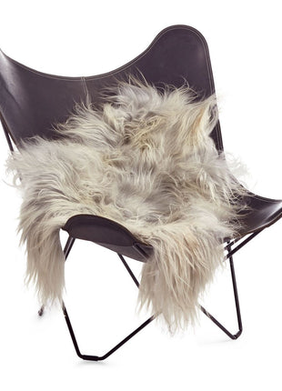 Lammfell Premium | Langhaar | Island | 90x60 cm Naturgrau Hell