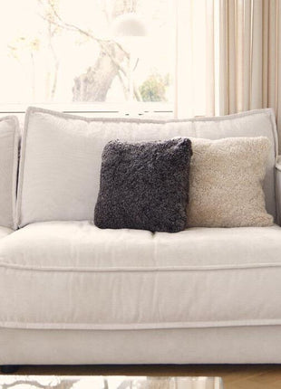 Lammfellkissen | Kurzhaar | Neuseeland | Doppelseitig | 40x40 cm Grafit