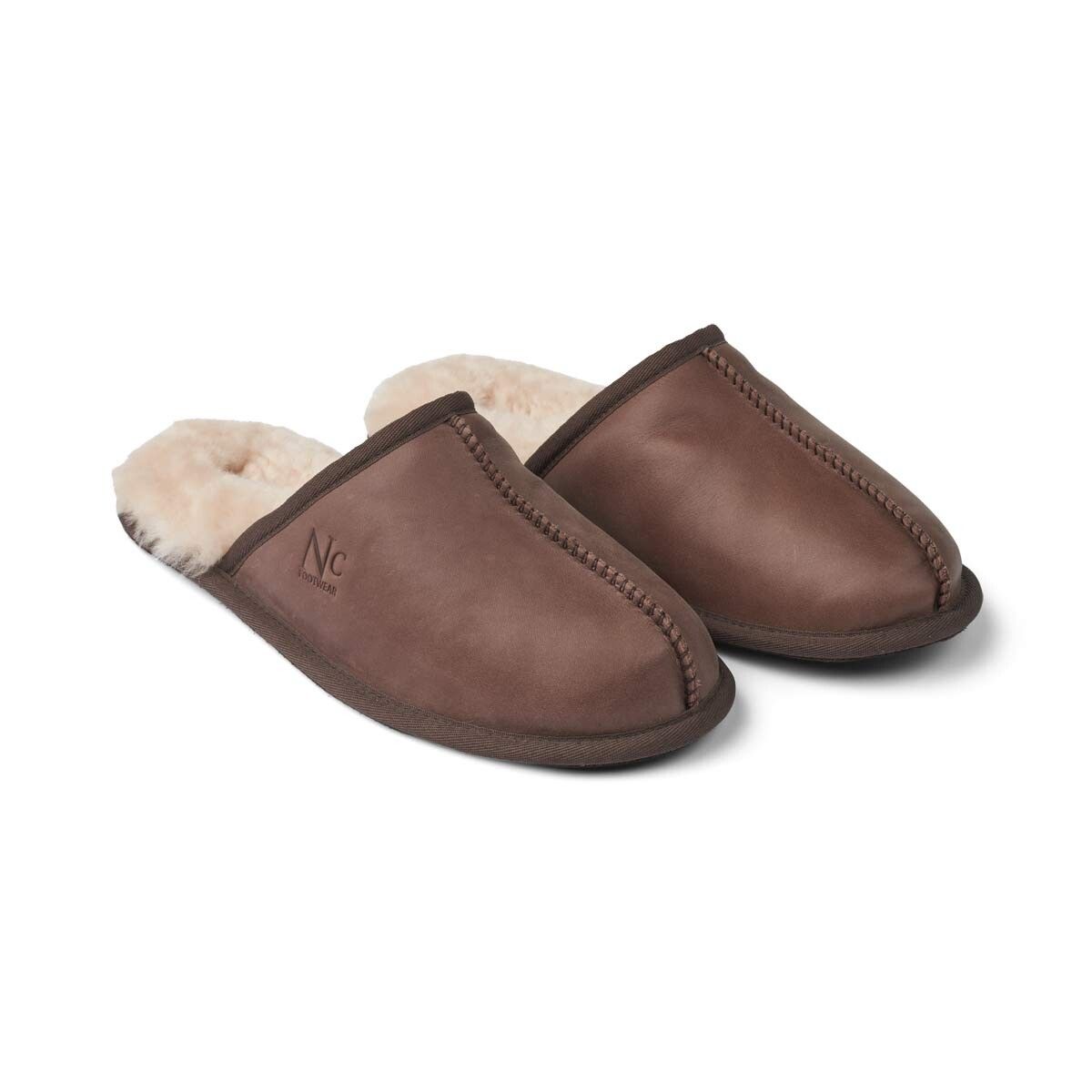 Lammfell Hausschuhe Herren | Pantoffeln | Größe 40-47 Dunkelbraun Nappa