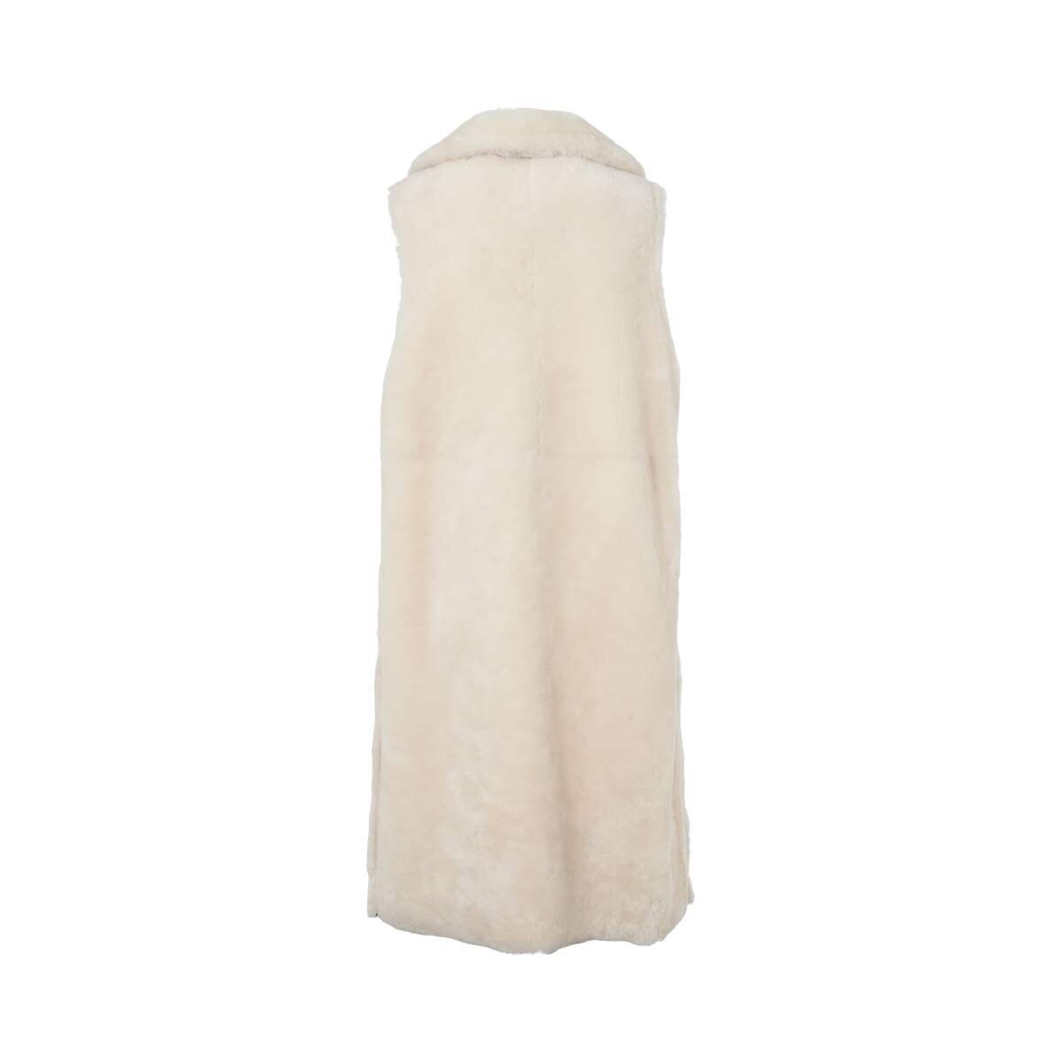 Raelynn Weste | Shearling Lammfell Lederbraun/Elfenbein
