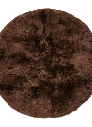 Lammfell Designerteppich | Langhaar | Neuseeland | D140 cm Schokolade