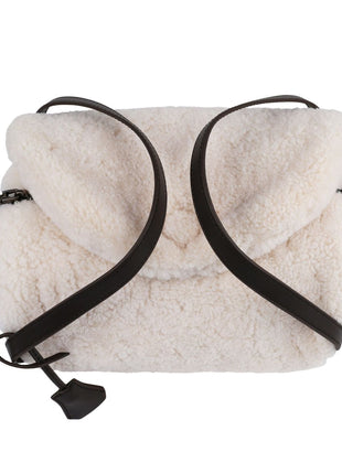 Gloria Tasche | Lammwolle Elfenbein/Braun