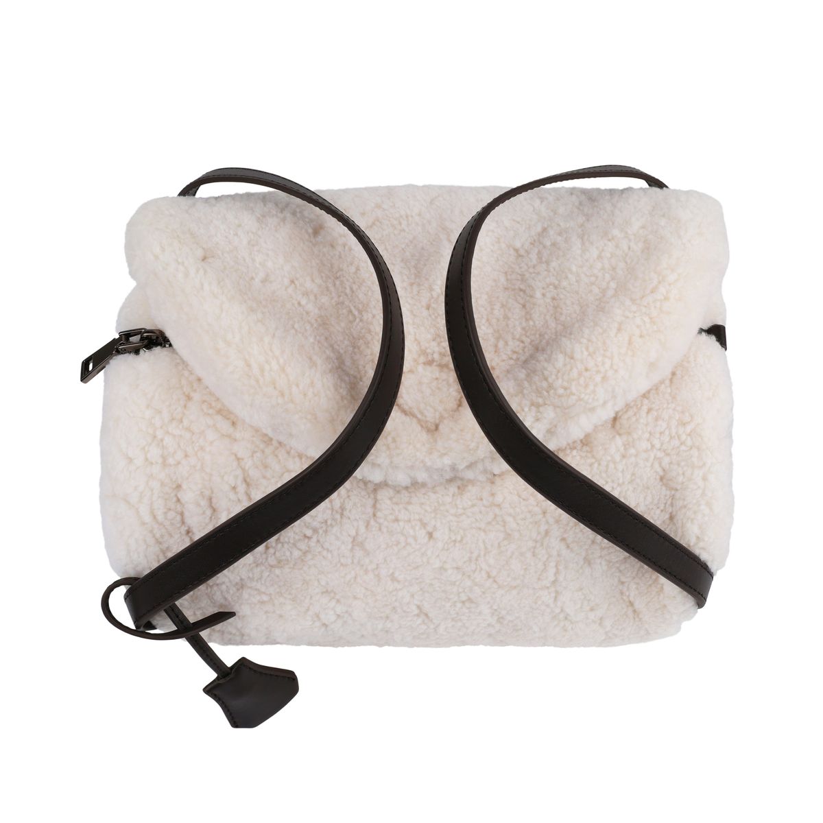 Gloria Tasche | Lammwolle Elfenbein/Braun