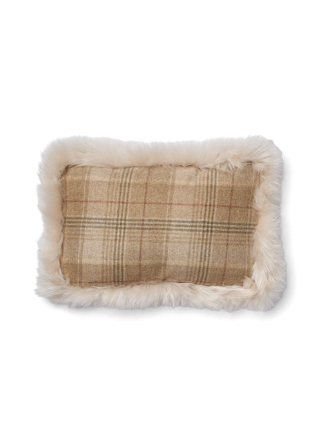 Kariertes Wollkissen | 100% Wolle | Fellborte | 34x52 cm