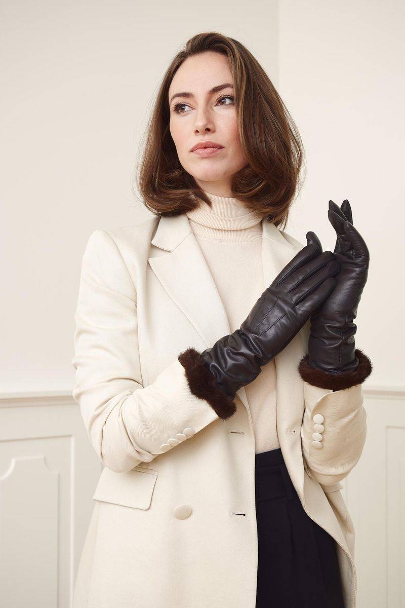 Kimberly Lederhandschuhe mit Nerzpelz –
