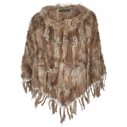 NC Fashion Noa Poncho with Tassels Ponchoes Natural Brown